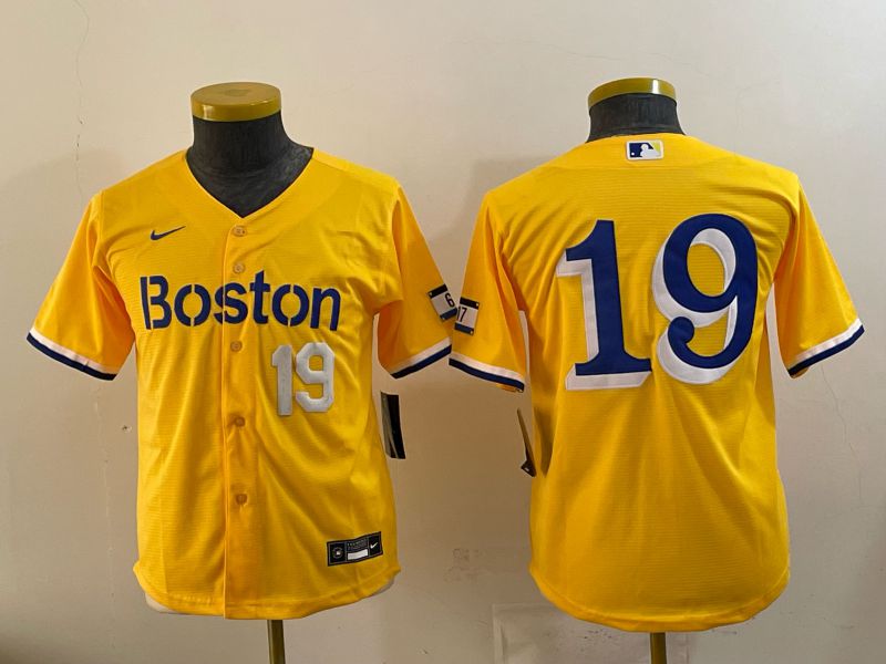 Youth 2025 Boston Red Sox #19 No Name Yellow City Edition Nike MLB Jersey style 05->youth mlb jersey->Youth Jersey